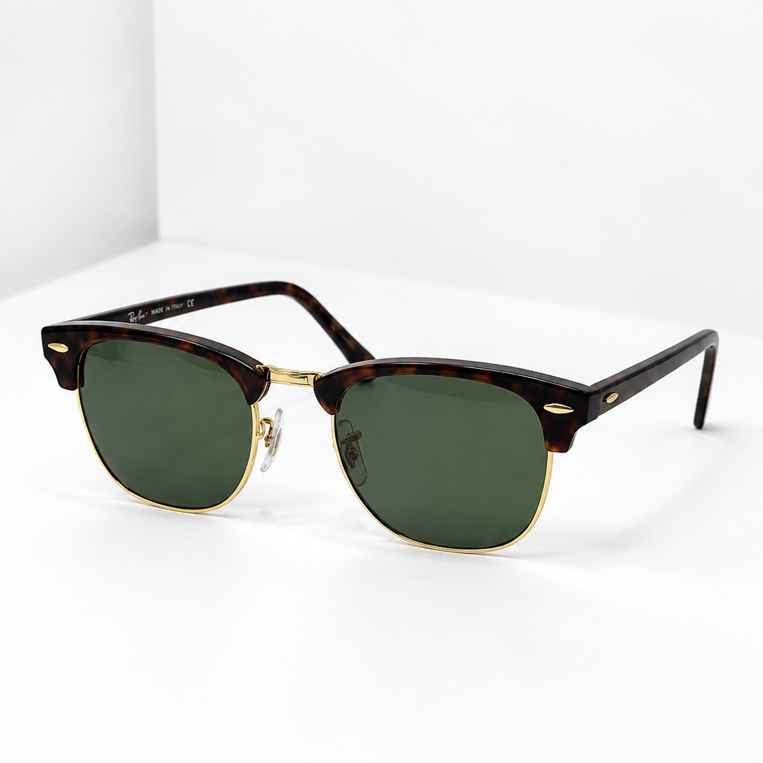 Ray-Ban Clubmaster Classic Sunglasses – Tortoise & Gold | G-15 Green Lens | RB3016