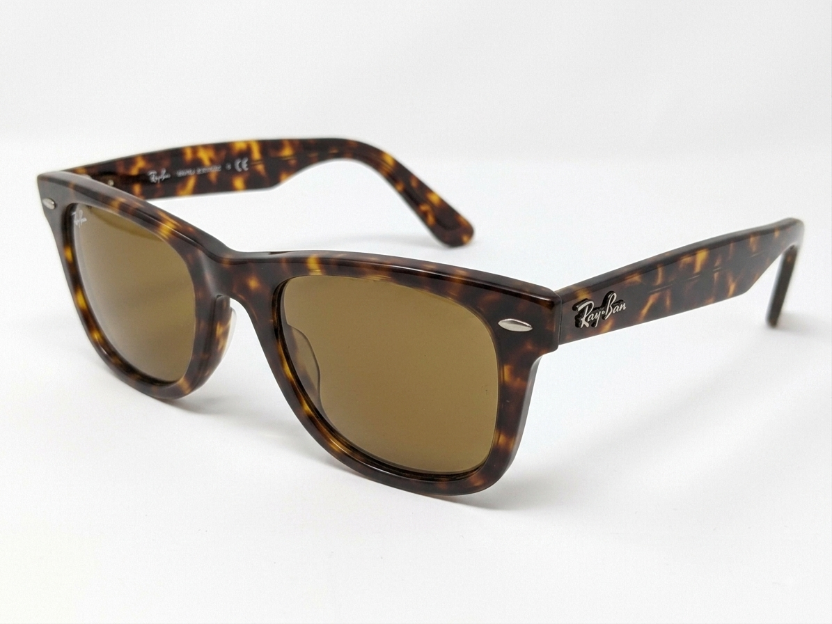 Ray-Ban Original Wayfarer RB2140 Tortoise – 3/4 Side View on White