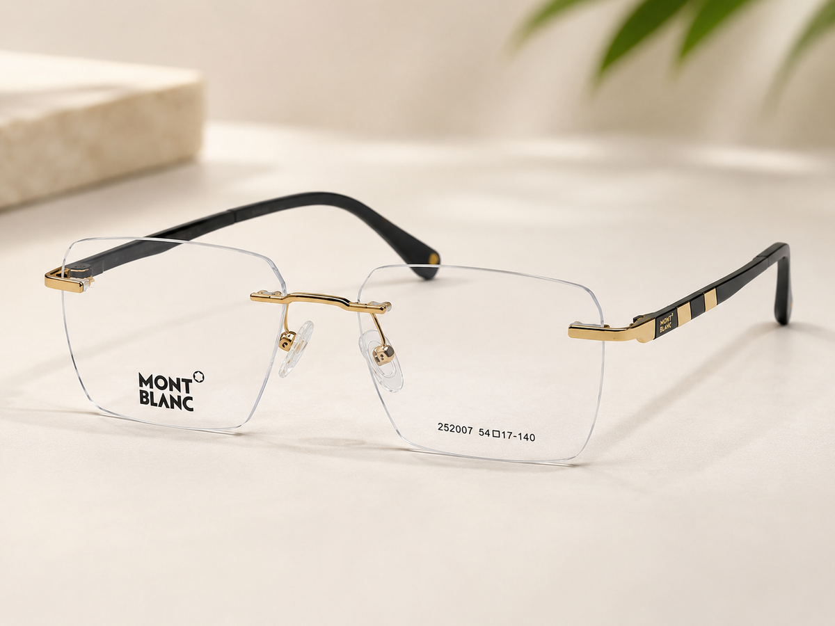 Mont Blanc 252007 Gold Black Rimless - Lifestyle Marble Surface Natural Light