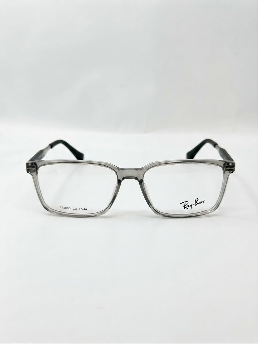 Ray-Ban Rectangular Eyeglasses Transparent Grey - Front View White Background