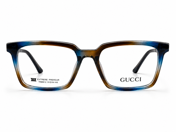 Gucci Square Eyeglasses Blue Brown Gradient - Marble Surface