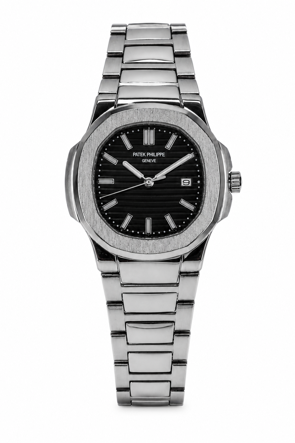 Patek Philippe Nautilus Black Dial Steel Watch