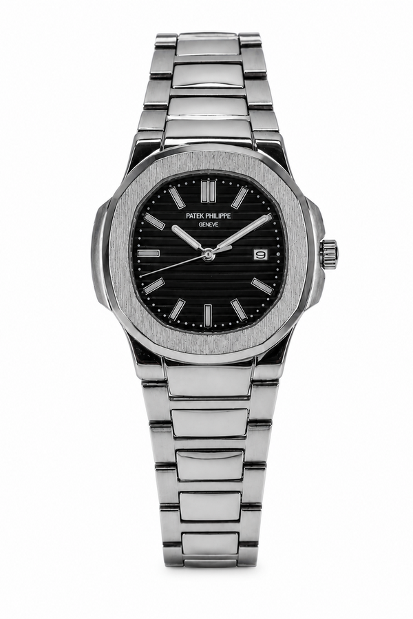 Patek Philippe Nautilus Black Dial Steel Watch