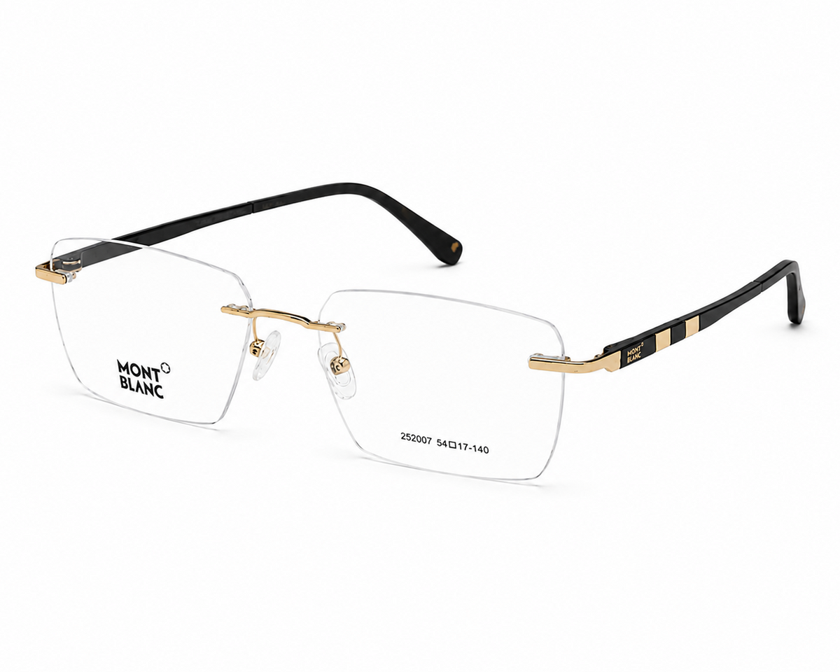 Mont Blanc 252007 Gold Black Rimless - Three Quarter Angle White Background