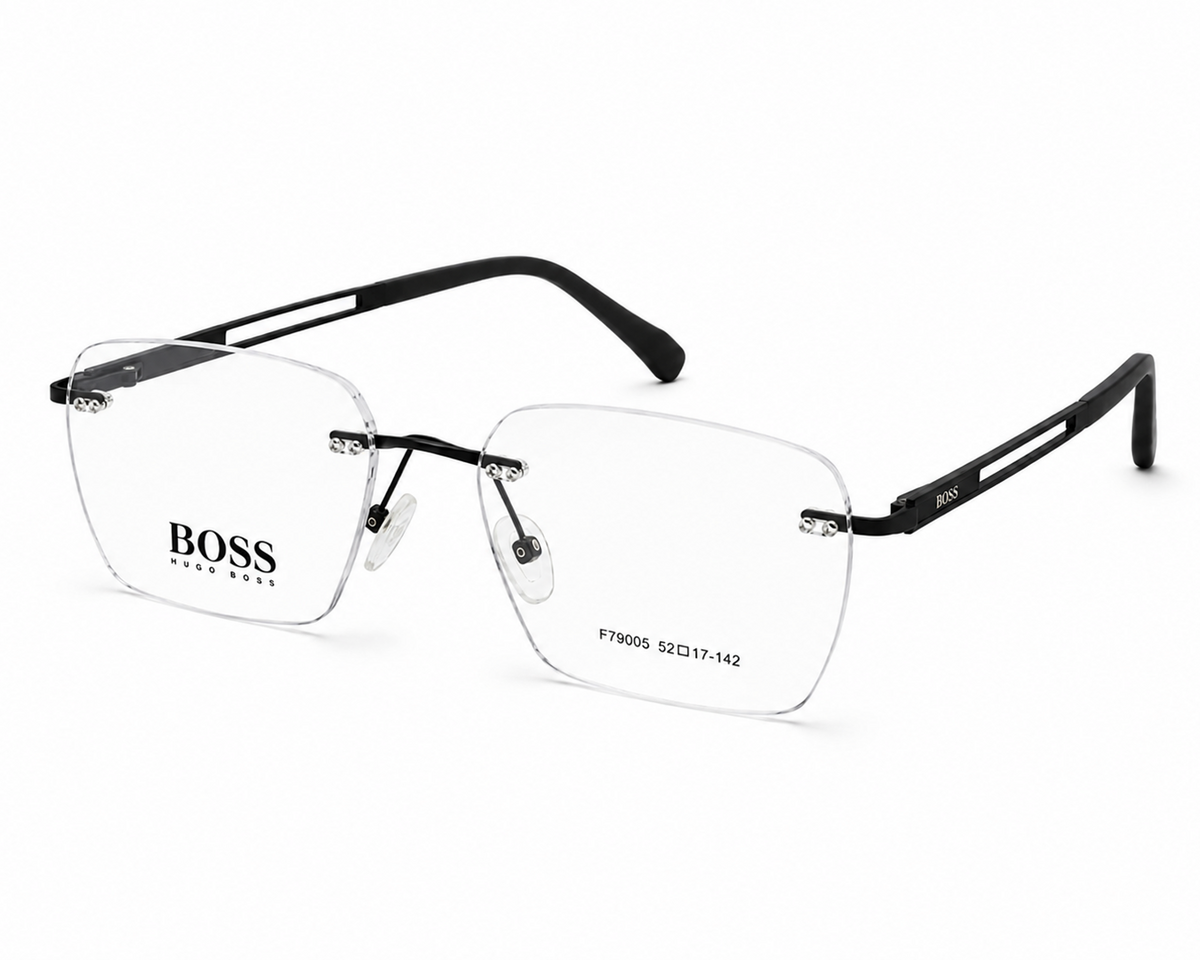 Hugo Boss F79005 Rimless Square - Three Quarter Angle White Background