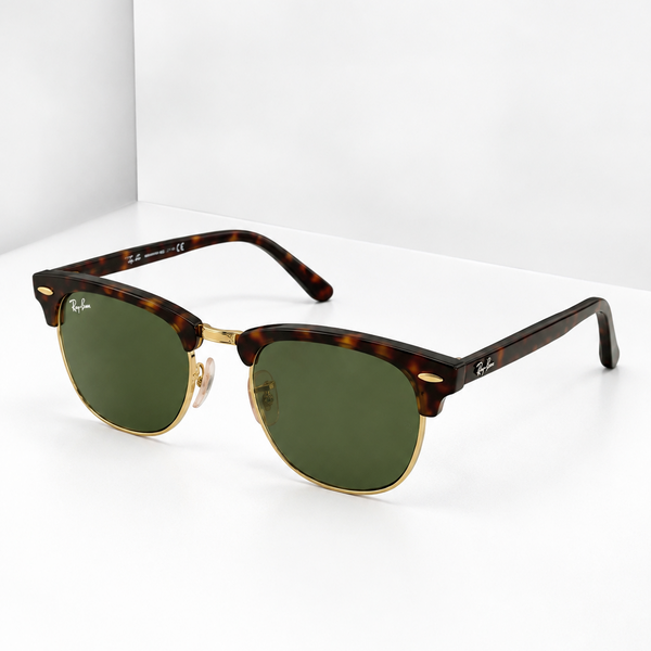 Ray-Ban Clubmaster Fleck Half-Rim Sunglasses Tortoise Havana Black G-15 - RB3016 Premium