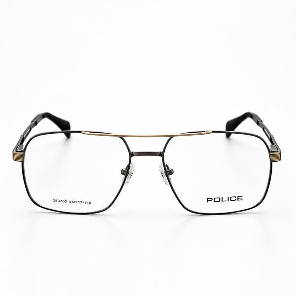 Police Aviator-Square Eyeglasses Black Gold - 253703 Premium