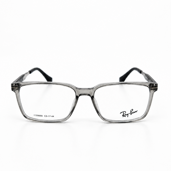 Ray-Ban Rectangular Eyeglasses Transparent Grey Black - 133600 Premium