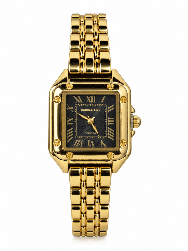 Bubble Time Luxury Gold Square Watch