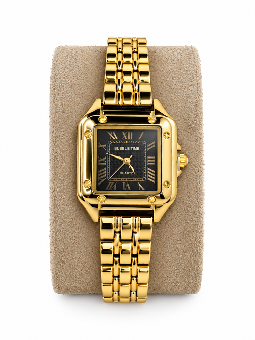 Bubble Time Luxury Gold Square Watch