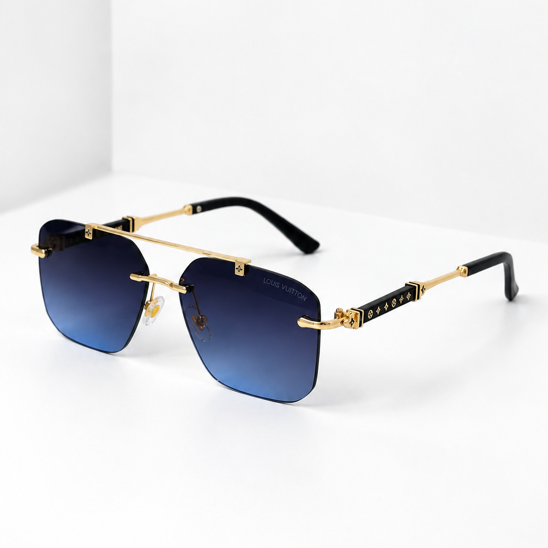 Louis Vuitton Rimless Square Sunglasses Blue Gradient Gold - LV Premium