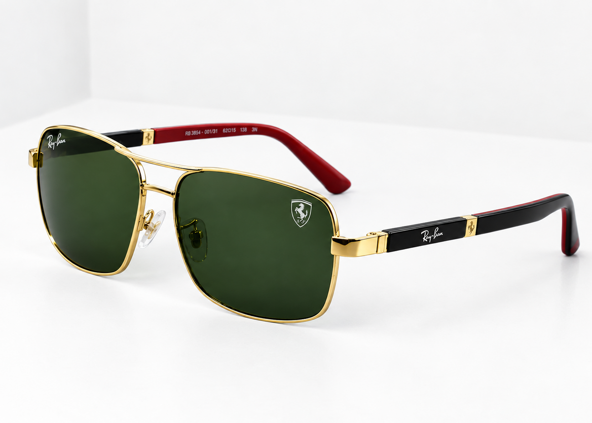Ray-Ban RB3594 Ferrari Edition Sunglasses – Gold Frame | G-15 Green Lens