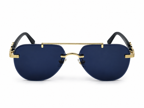Cartier CT0291S Rimless Aviator Navy Blue Gold - Front View White Background