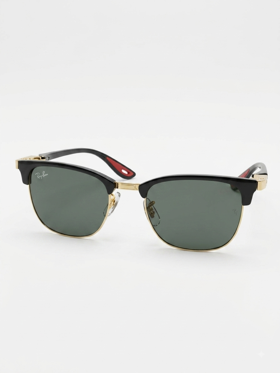 Ray-Ban RB3016 Clubmaster Black Gold G-15 - Front View White Background