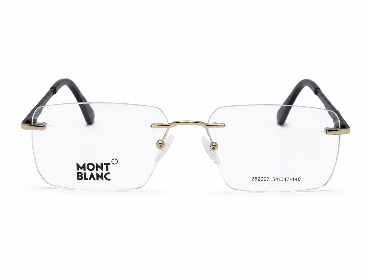 Mont Blanc 252007 Gold Black Rimless - Front View White Background