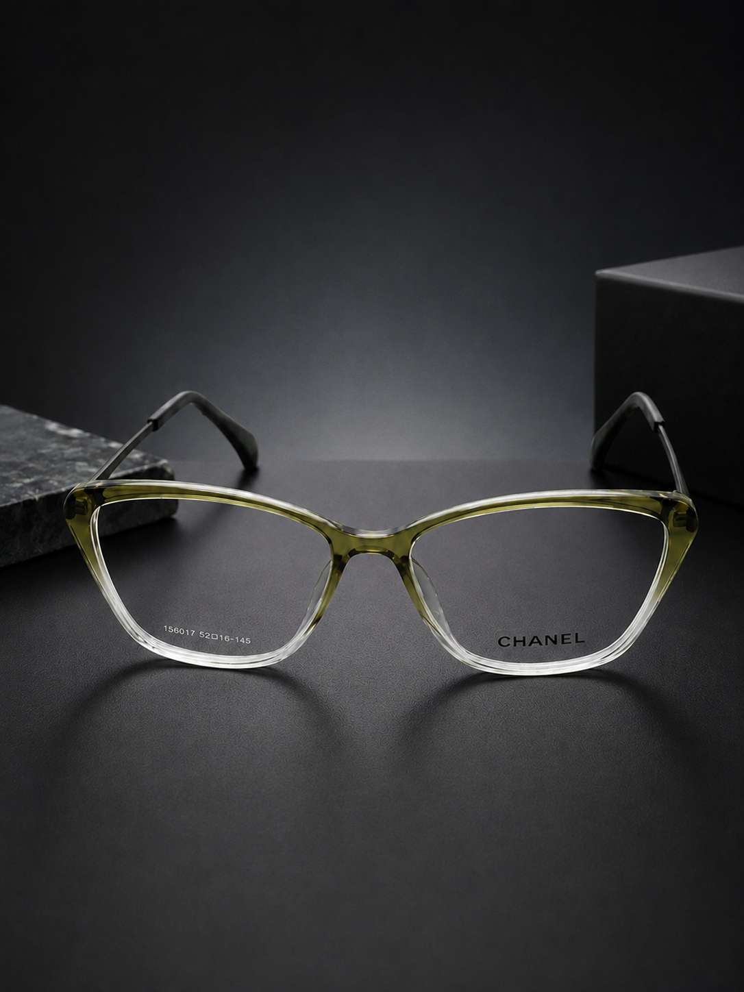 Conduction Gradient Chanel Cat-Eye Optical Frames – Olive Green Gradient | GENALLS