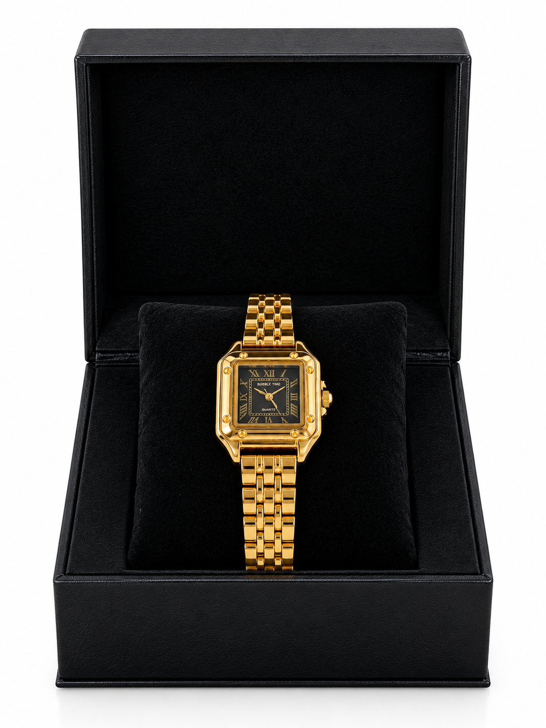 Bubble Time Luxury Gold Square Watch