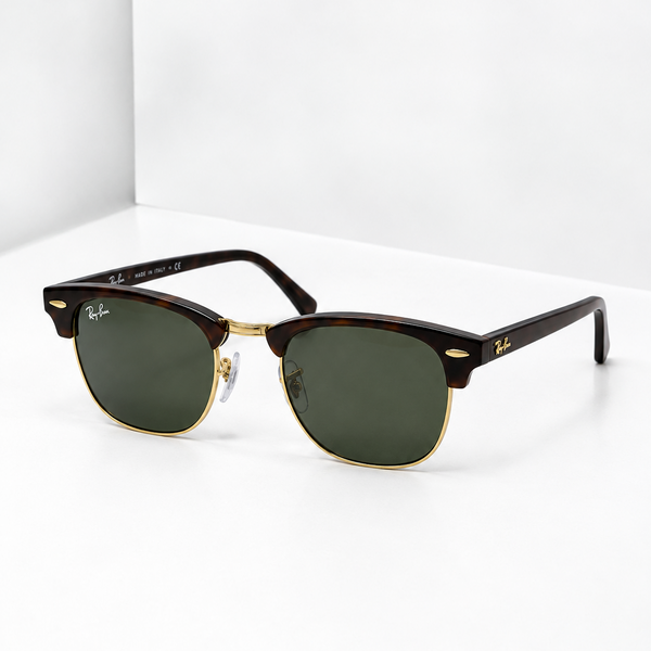 Ray-Ban Clubmaster Classic Half-Rim Sunglasses Tortoise Havana Gold G-15 - RB3016 W0366 Premium