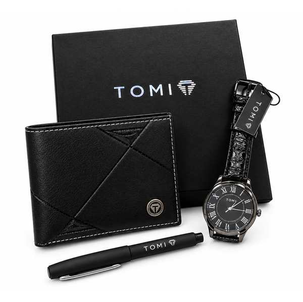 Premium Black Watch Wallet Gift Set