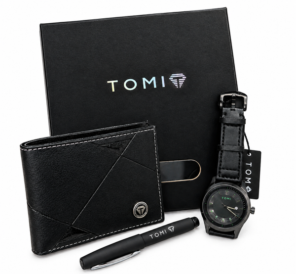 Premium Black Watch Wallet Gift Set